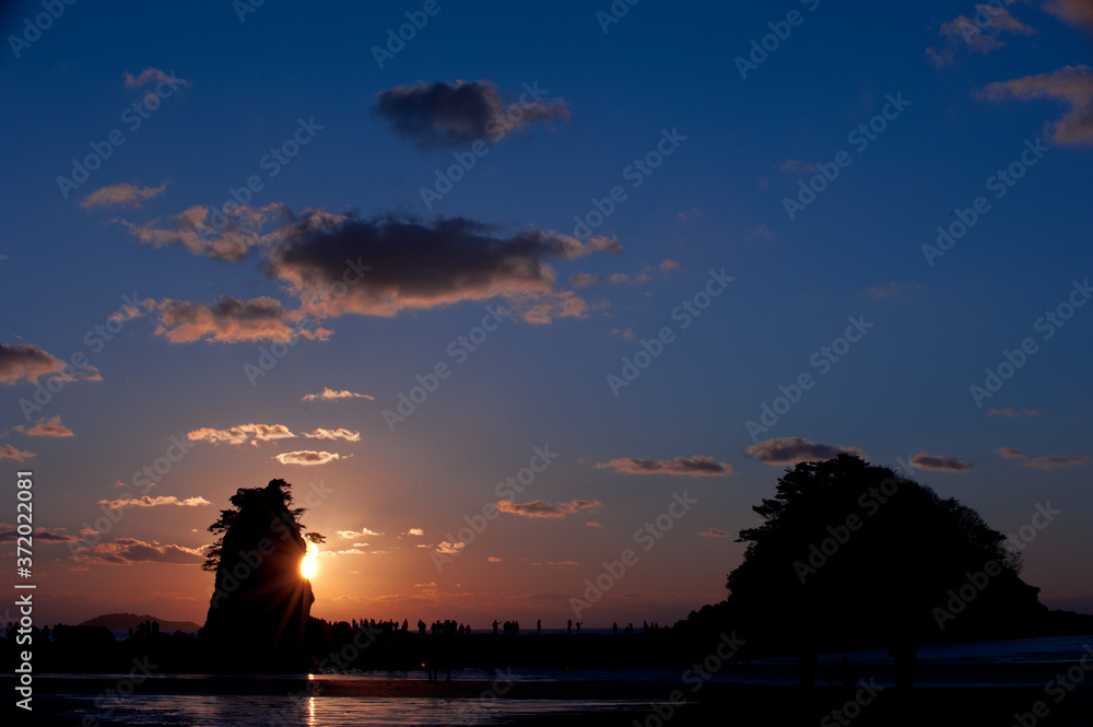 Beautiful sunset  island background blue,orange,red color cloud and sky