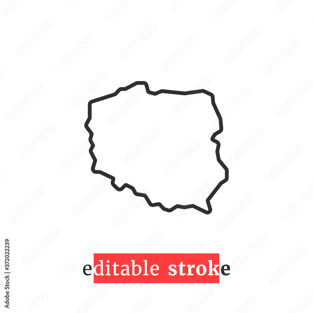 minimal editable stroke poland map icon minimal editable stroke poland map icon