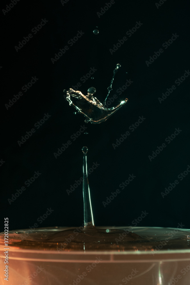 Water Drop Collisions Macro Photography with black background Stock ...