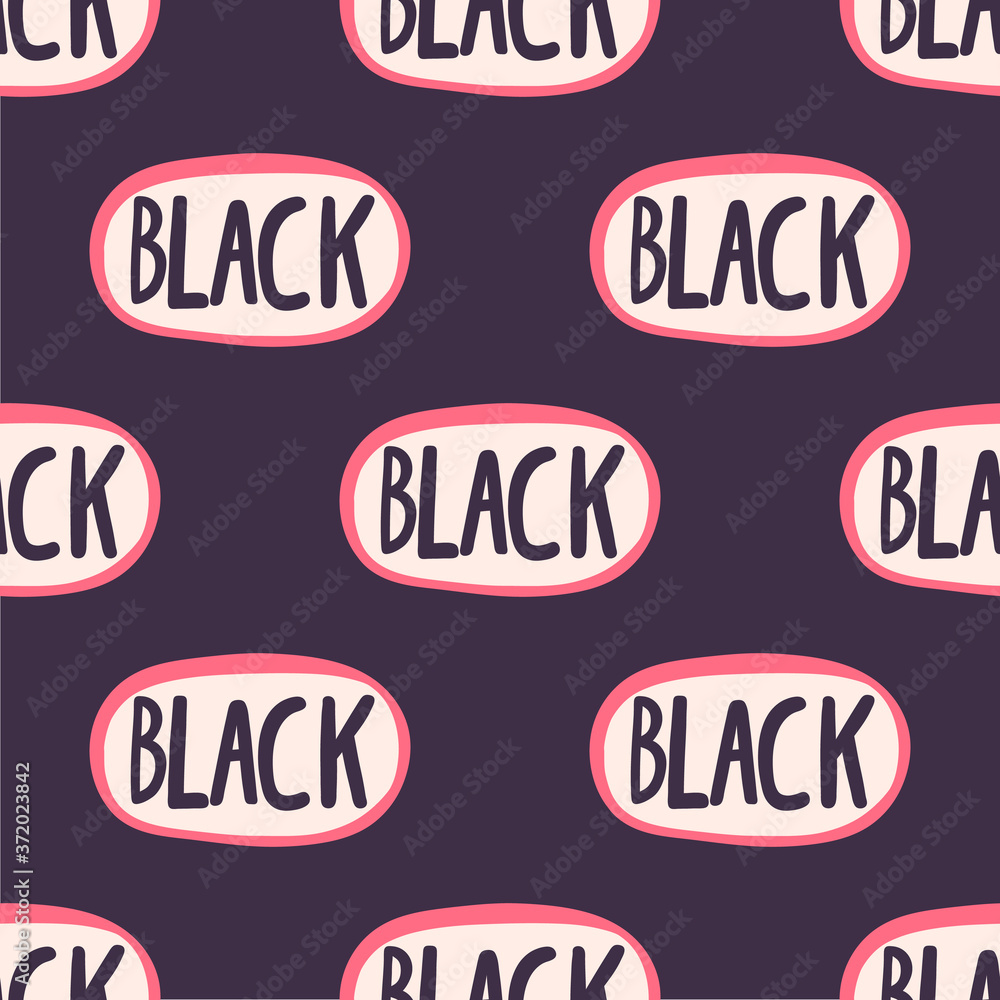 Black lives matter seamless pattern with hand drawn calligraphic font elements