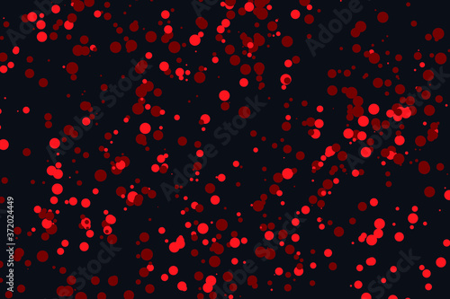  Unusual dark vector background with red orange spots. Grainy texture. Red, orange watercolor spray, drop on a black background. Vector illustration. EPS 10