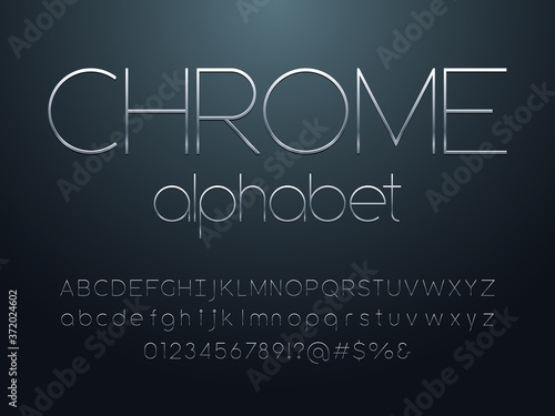 Modern alphabet design with uppercase, lowercase, symbols and numbers