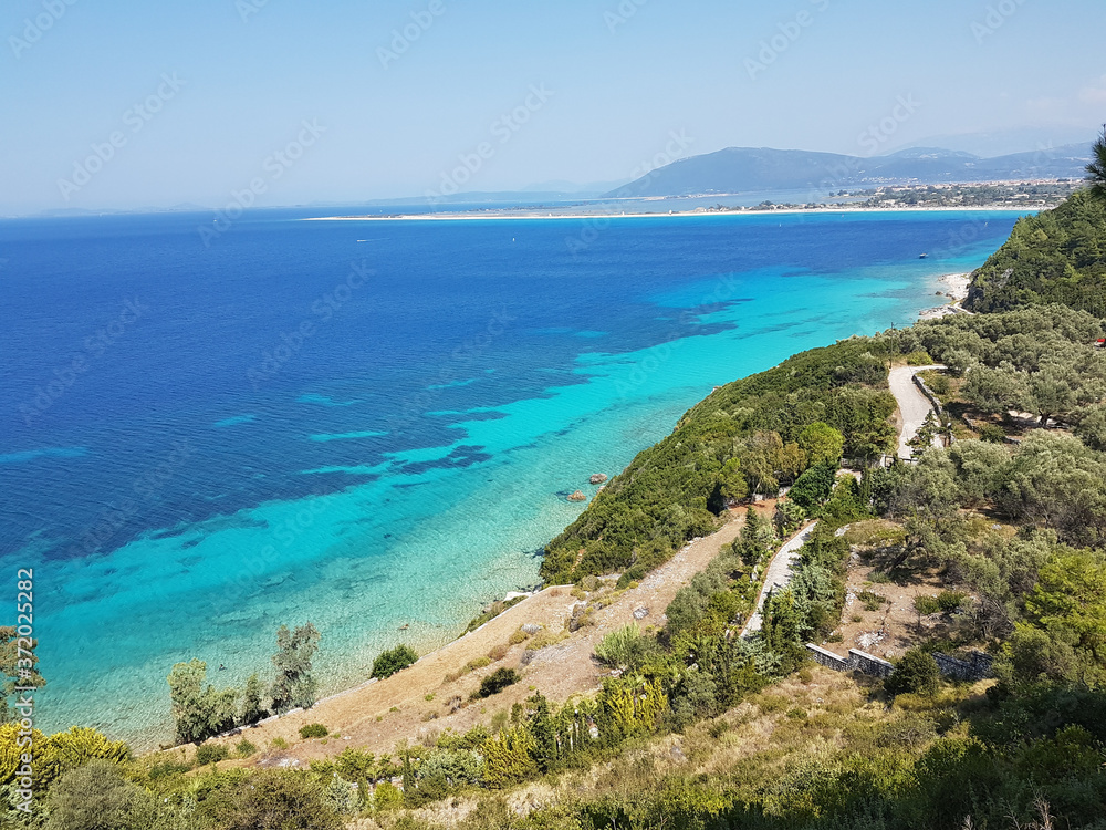 sea beach kaminia in lefkada island greece