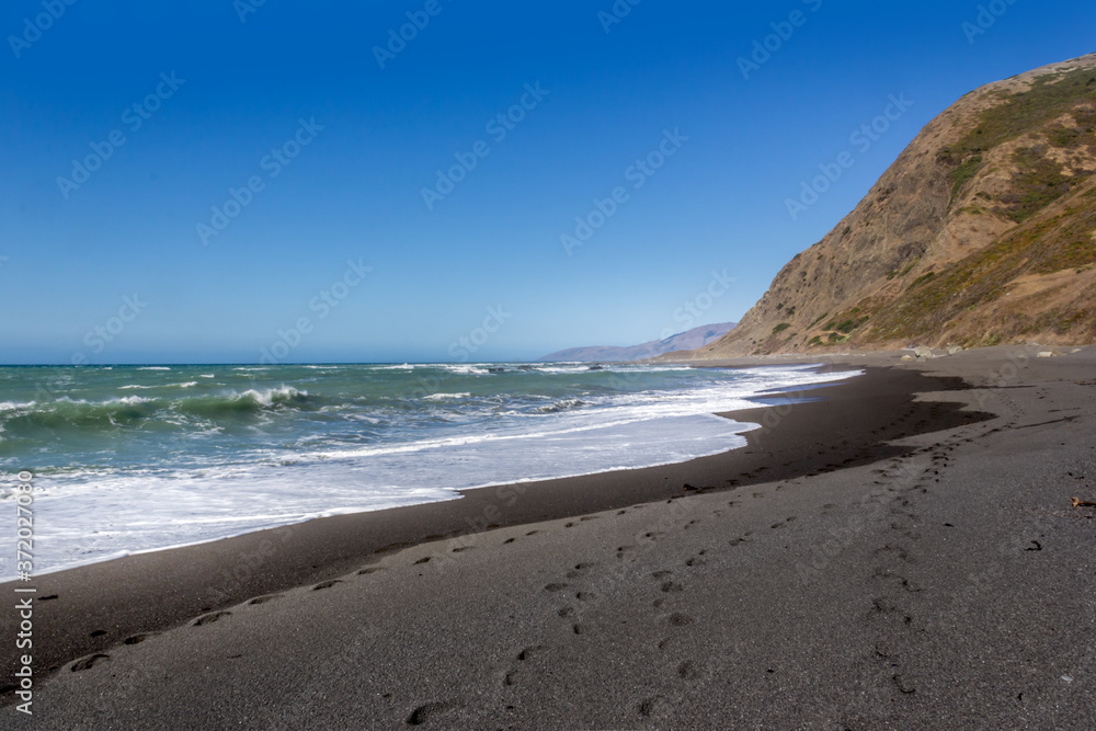 The Black sand beach on the west coast, California USA