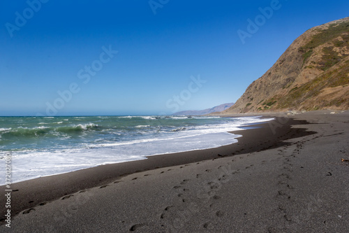 The Black sand beach on the west coast  California USA