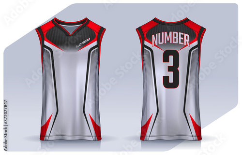 Basketball tank top design template, Sport jersey mockup. uniform front , side and back view.
