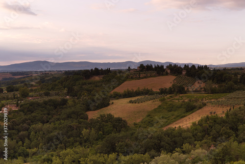 View of the Tuscan landscape near San Gimignano early in the morning © Stefano