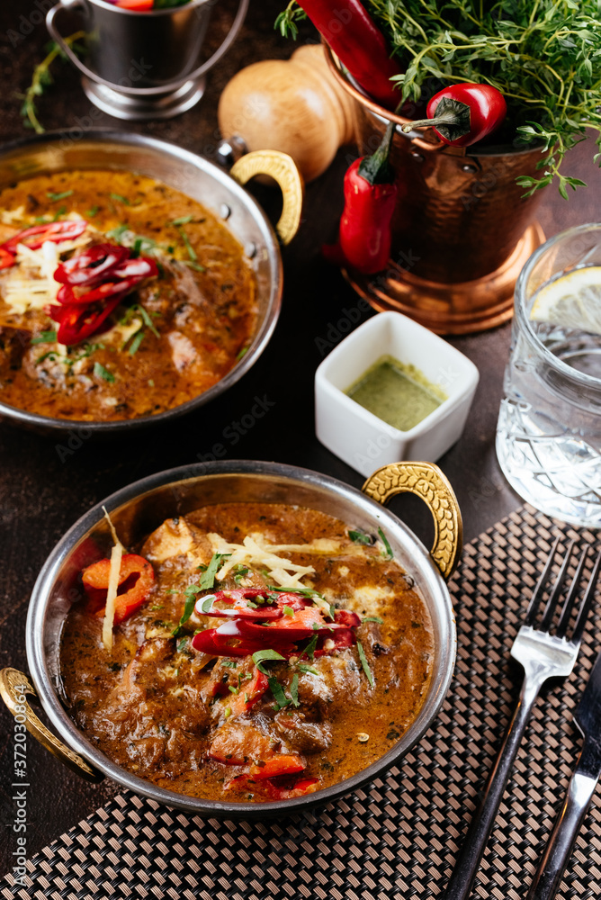 Fotografie Indian food on a dark background