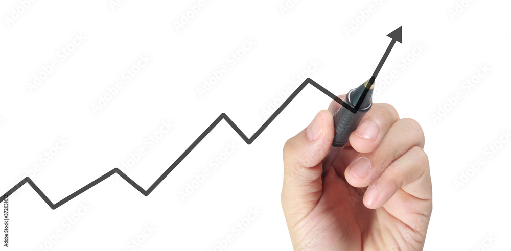 Hand drawing chart, graph stock of growth Hand drawing chart, graph stock of growth