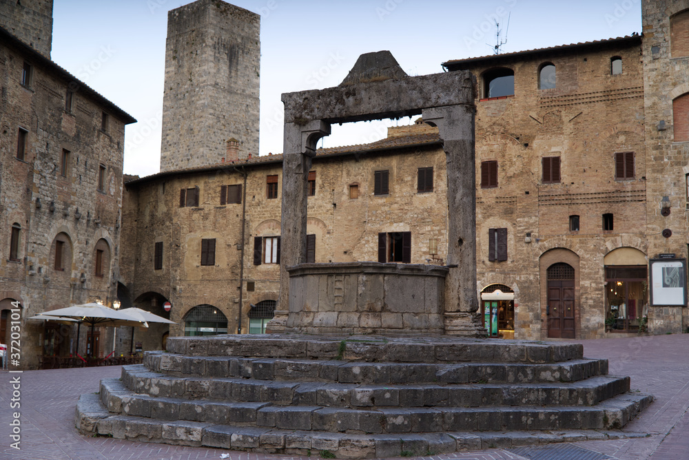 Cistern Square in San Gimignano Tuscany