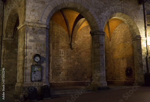 Night detail of the city of San Gimignano in Tuscany