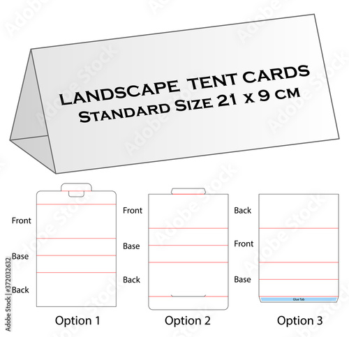 Tentcard die cut template design. 3d mock-up