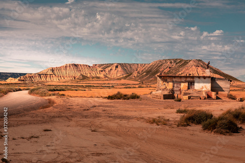 Badlans of Navarre (Bardenas Reales de Navarra) dessert at the south of Basque Country. photo