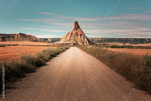 Badlans of Navarre (Bardenas Reales de Navarra) dessert at the south of Basque Country.