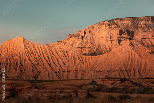 Badlans of Navarre (Bardenas Reales de Navarra) dessert  at the south of Basque Country. photo