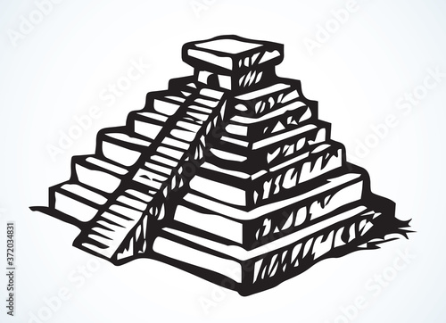 Mayan pyramids. Vector drawing icon