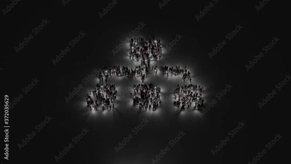 3d rendering of crowd of people with flashlight in shape of symbol of sitemap on dark background 3d rendering of crowd of people with flashlight in shape of symbol of sitemap on dark background