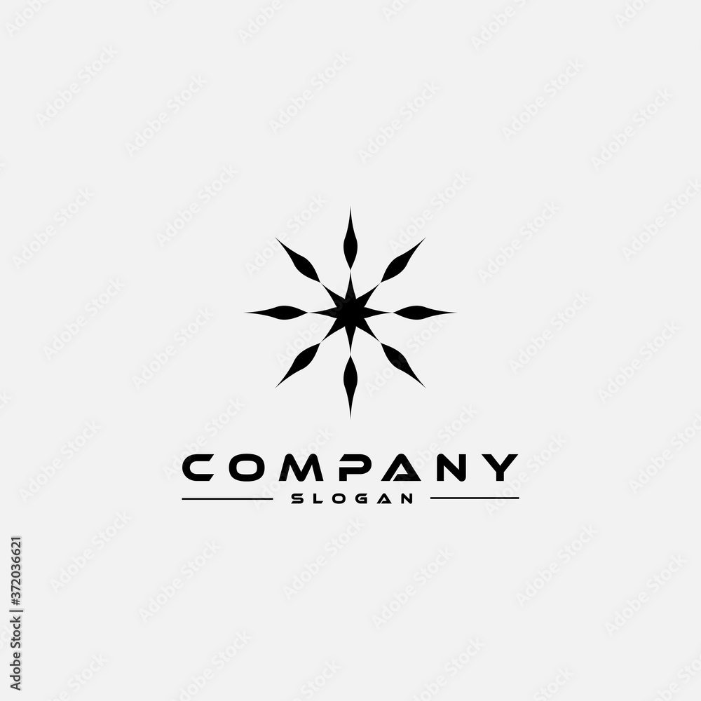 Beauty logo design template, with black flower petal icon