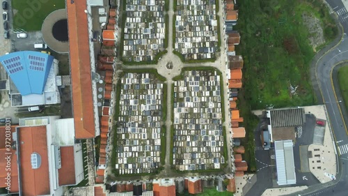 Aerial view in Cemetery of Aveiro. The Venice of Portugal. 