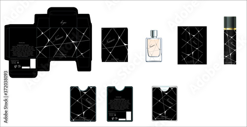 Packaging design  perfume luxury box design template and mock up box. Illustration vector.