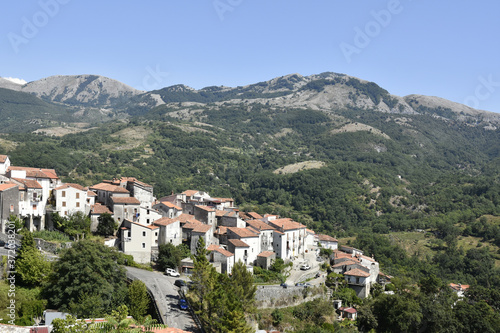 Panoramic view of Aieta, a rural village in the mountains of the Calabria region.