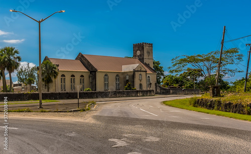 Fototapeta Naklejka Na Ścianę i Meble -  A panorama view across Saint Thomas Parish Church in Barbados