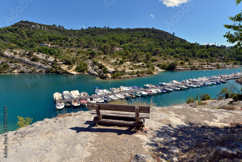 Port in lake of Esparron-de-Verdon, a commune in the Alpes-de-Haute-Provence department in southeastern France. 