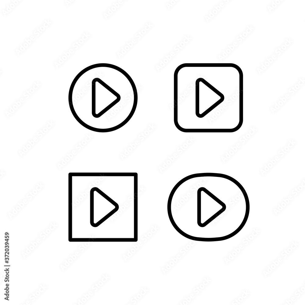 Play icons. Vector buttons. Play video, music button icon. Play icons. Vector buttons. Play video, music button icon.
