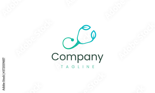 Stethoscope logo design template, stethoscope and leaf shape