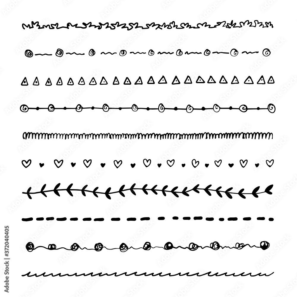 Fototapeta premium Hand drawn collection set of underline. Doodle line design - elements,borders, scribble,strokes.Marker strokes -artistic pen brushes