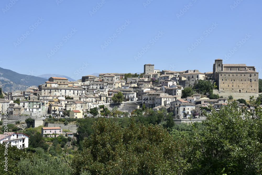 Panoramic view of Altomonte, a rural village in the mountains of the Calabria region.