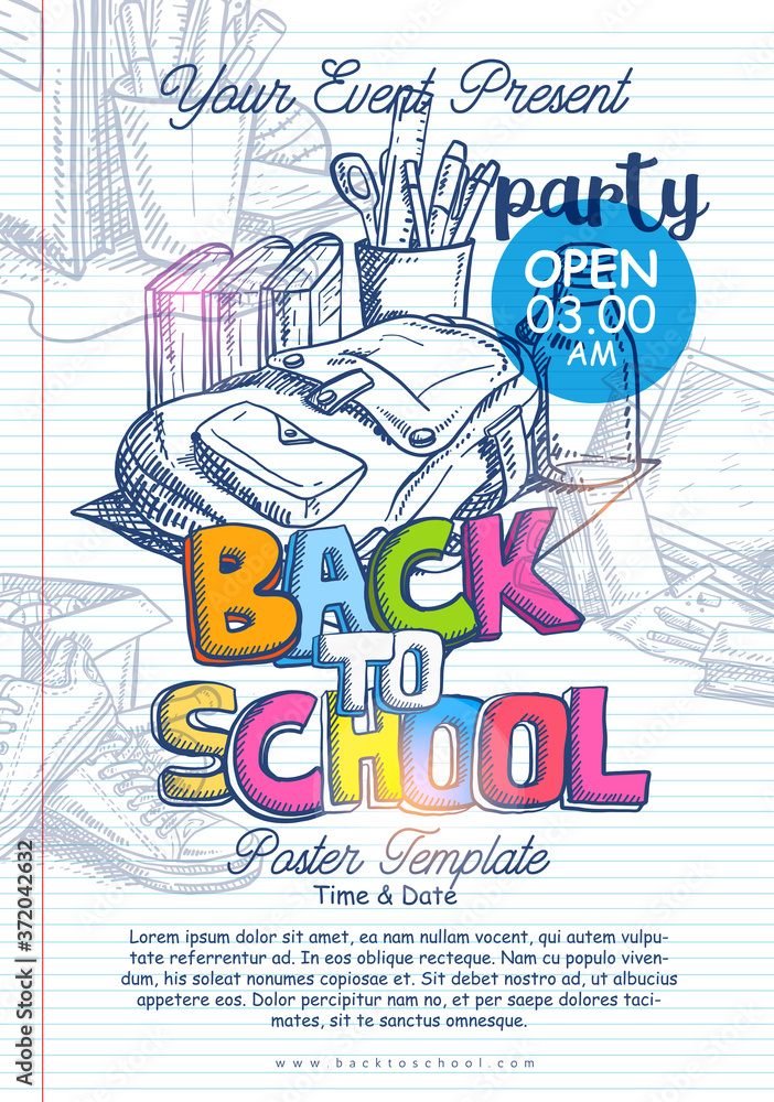 Fototapeta premium hand drawn back to school poster