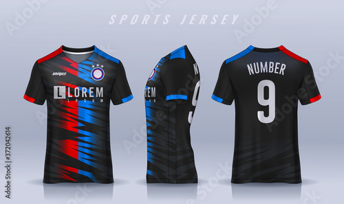 t-shirt sport design template, Soccer jersey mockup for football club. uniform front and back view.