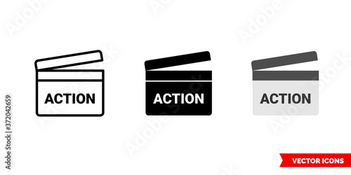 Action symbol icon of 3 types color, black and white, outline. Isolated vector sign symbol.