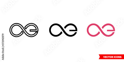 Aeternity cryptocurrency icon of 3 types color, black and white, outline. Isolated vector sign symbol.
