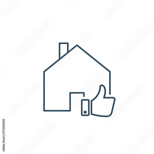 Home Deal logo design template, Best deal logo design. Thumb up in house icon for web, mobile and infographics. Real estate, home with hand and thumb. Realtor, real property and construction