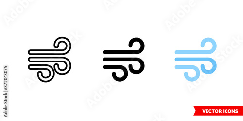 Air icon of 3 types color, black and white, outline. Isolated vector sign symbol.