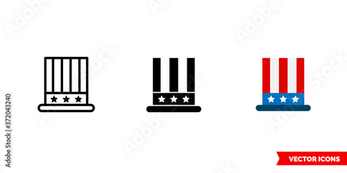 American symbols icon of 3 types color  black and white  outline. Isolated vector sign symbol.