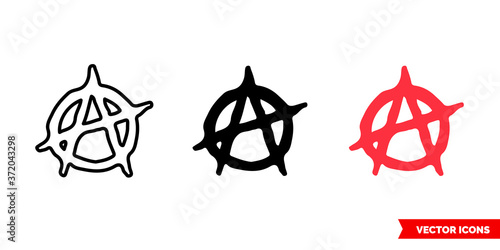 Anarchy symbol icon of 3 types color, black and white, outline. Isolated vector sign symbol. photo