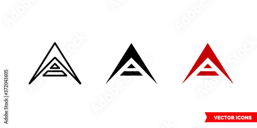 Ark cryptocurrency icon of 3 types color, black and white, outline. Isolated vector sign symbol.