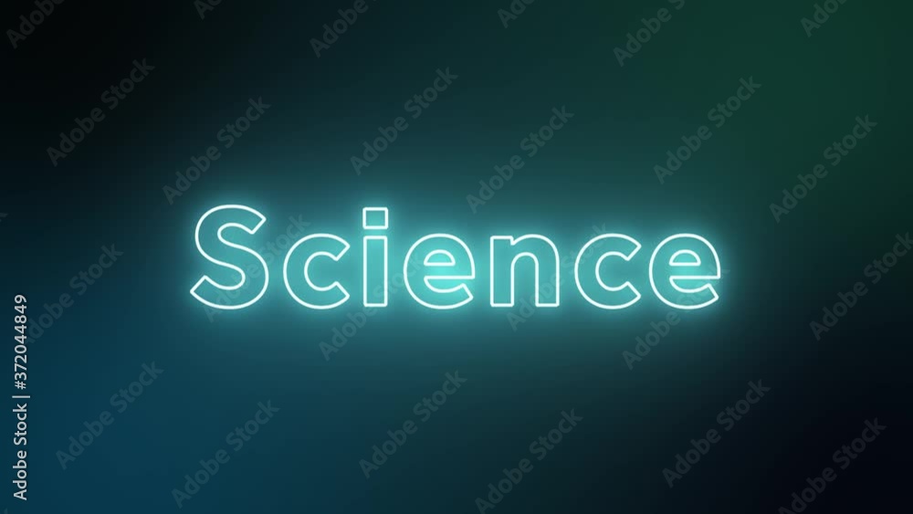 Science Neon Text sign, neon glow color moving seamless art background abstract motion screen 4k Science Neon Text sign, neon glow color moving seamless art background abstract motion screen 4k