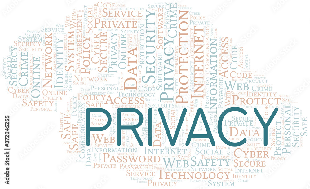 Fototapeta premium Privacy vector word cloud, made with text only.