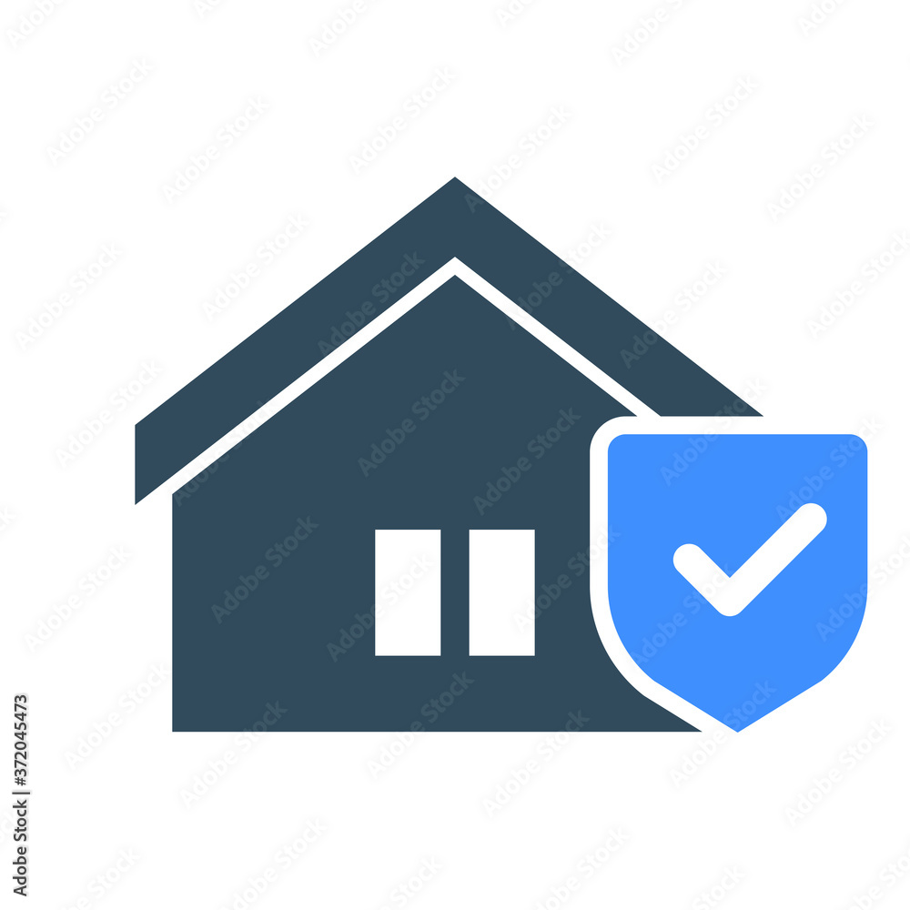House under protection. Shield symbol. Protection and defense. Home security shield vector illustration