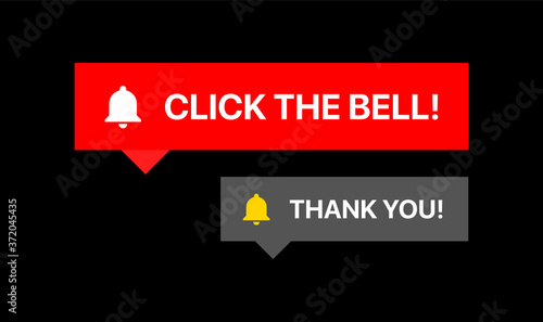 Click The Bell Notification. Thank You Notification. Subscribe Reaction. Social Media Vector Illustration On Black Background