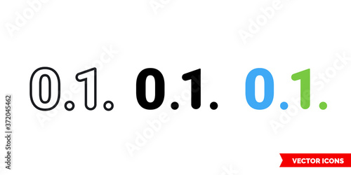 Bit byte icon of 3 types color, black and white, outline. Isolated vector sign symbol.