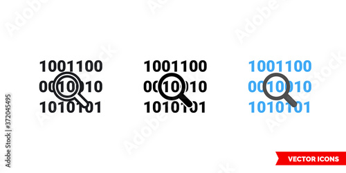 Bit byte icon of 3 types color, black and white, outline. Isolated vector sign symbol.