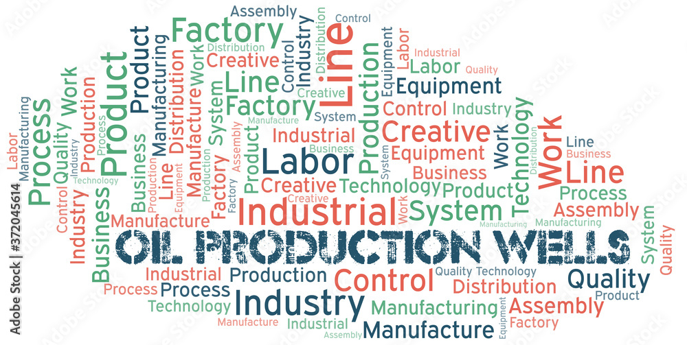 Oil Production Wells word cloud create with text only. Oil Production Wells word cloud create with text only.