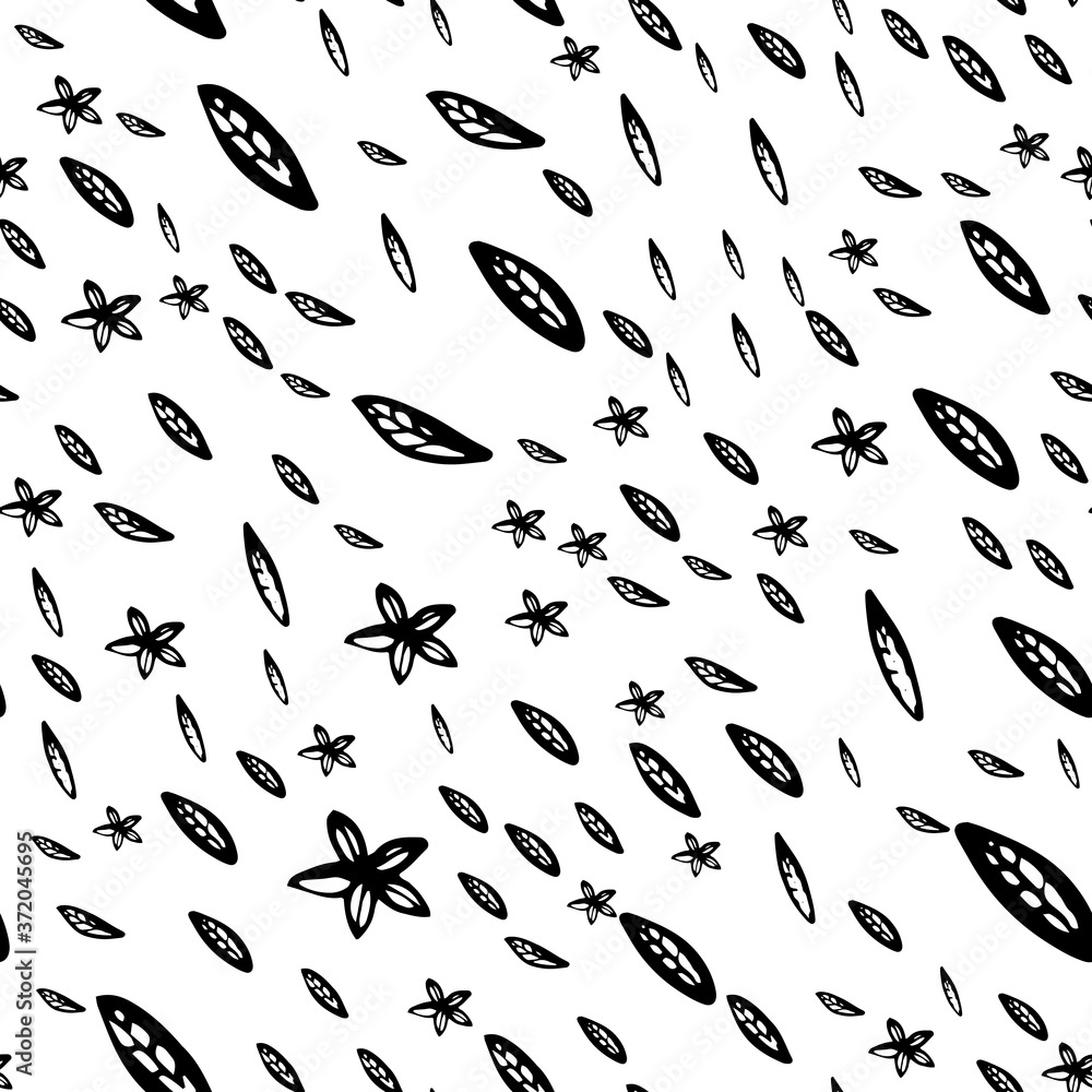 Fototapeta premium Nature elements seamless. Vector abstract graphic design. Seamless vector floral pattern. White abstract texture. Hand drawn sketch. Doodle set element.