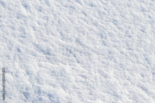 White snow texture in sunny weather. Winter background