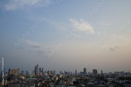 seattle skyline at sunset or aerial view of city in Thailand